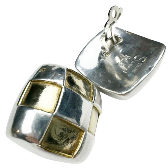 Simon Sebbag 80”s Silver & Vermeil Gold Clip Earrings - Picture 16 of 16